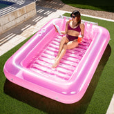 SLOOSH Inflatable Tanning Pool Lounger Float, 85" x 57", Pink-XL