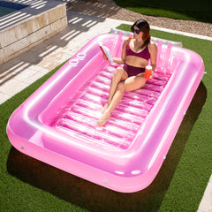 SLOOSH Inflatable Tanning Pool Lounger Float, 85" x 57", Pink-XL