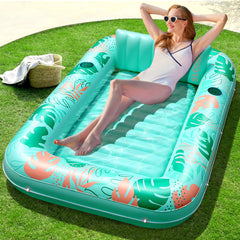 SLOOSH Inflatable Tanning Pool Lounger Float for Adults, Aqua Blue-L