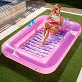 Inflatable Tanning Pool Lounger Float, 85" x 57", White Pink-XL