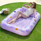 Inflatable Tanning Pool Lounger Float for Adults, 70" x 46" Purple Chase Flower