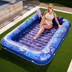 SLOOSH Inflatable Tanning Pool Lounger Float for Adults, 85""x57" Dark Blue-XL
