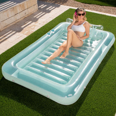 SLOOSH Inflatable Tanning Pool Lounger Float, 85" x 57", Cyan-XL