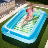 Inflatable Tanning Pool Lounger Float, 85" x 57", Blue Green-XL
