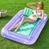 SLOOSH Inflatable Tanning Pool Lounger Float, 70" x 46", Purple Green-L