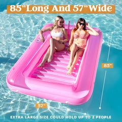 SLOOSH Inflatable Tanning Pool Lounger Float, 85" x 57", Pink-XL
