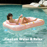Inflatable Tanning Pool Lounger Float for Adults, Pink Doodle