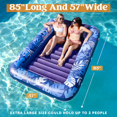 SLOOSH Inflatable Tanning Pool Lounger Float for Adults, 85""x57" Dark Blue-XL