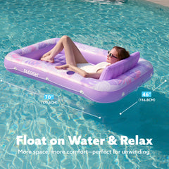 SLOOSH Inflatable Tanning Pool Lounger Float for Adults, Purple-L