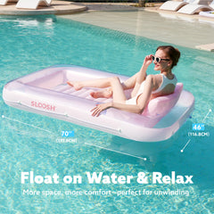 Inflatable Tanning Pool Lounger Float, 70" x 46", Cyan Pink-L