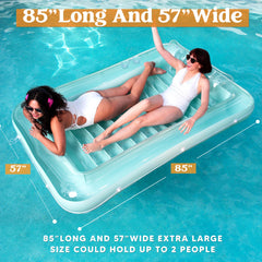 SLOOSH Inflatable Tanning Pool Lounger Float, 85" x 57", Cyan-XL
