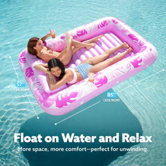 SLOOSH Inflatable Tanning Pool Lounger Float for Adults, Pink-XL