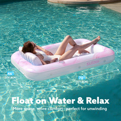Inflatable Tanning Pool Lounger Float for Adults, 70" x 46" Pink Marble, 2025 Designer Series