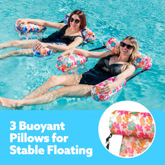 Inflatable Pool Floats Adult - 2 Packs Floating Lounge Chairs, Tropical Flowers