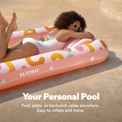 Inflatable Tanning Pool Lounger Float for Adults, Pink Doodle
