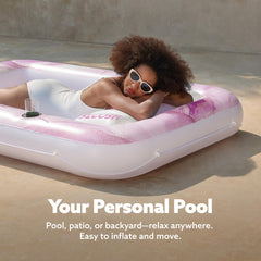 Inflatable Tanning Pool Lounger Float for Adults, 70" x 46" Pink Marble, 2025 Designer Series