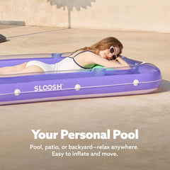 SLOOSH Inflatable Tanning Pool Lounger Float,  70" x 46", Purple Green-L