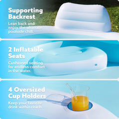 Inflatable Swimming Pool with Seats, 120" x 101" x 26"