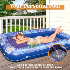 SLOOSH Inflatable Tanning Pool Lounger Float for Adults, 85""x57" Dark Blue-XL