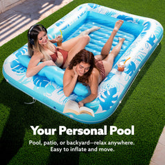 SLOOSH Inflatable Tanning Pool Lounger Float for Adults, Blue-XL