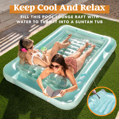 SLOOSH Inflatable Tanning Pool Lounger Float, 85" x 57", Cyan-XL