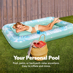 SLOOSH Inflatable Tanning Pool Lounger Float for Adults, Cyan White XL