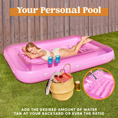 SLOOSH Inflatable Tanning Pool Lounger Float, 85" x 57", Pink-XL