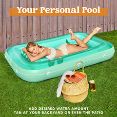 SLOOSH Inflatable Tanning Pool Lounger Float, 70" x 46", Cyan-L