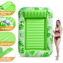 SLOOSH Inflatable Tanning Pool Lounger Float for Adults, Green XL