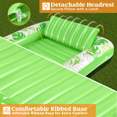 SLOOSH Inflatable Tanning Pool Lounger Float for Adults, Green XL