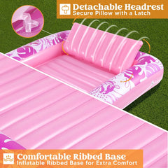 SLOOSH Inflatable Tanning Pool Lounger Float for Adults, Pink-L