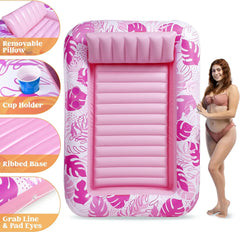 SLOOSH Inflatable Tanning Pool Lounger Float for Adults, Pink-L