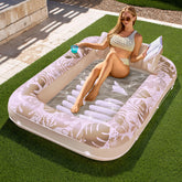 SLOOSH Inflatable Tanning Pool Lounger Float for Adults, 70" x 46" Gold White L