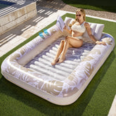 SLOOSH Inflatable Tanning Pool Lounger Float for Adults, 85" x 57" Oatmeal White XL