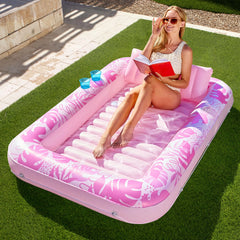 SLOOSH Inflatable Tanning Pool Lounger Float for Adults, 70" x 46" Blushing Pink L