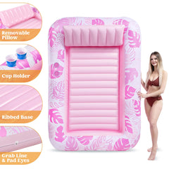 SLOOSH Inflatable Tanning Pool Lounger Float for Adults, 85" x 57"Blushing Pink XL