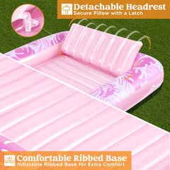 SLOOSH Inflatable Tanning Pool Lounger Float for Adults, 85" x 57"Blushing Pink XL