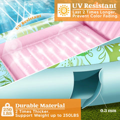 SLOOSH Inflatable Tanning Pool Lounger Float for Adults, 70" x 46"Cyan Pink L