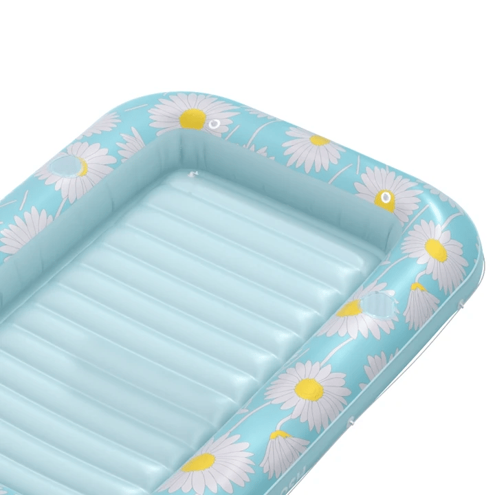 SLOOSH Inflatable Tanning Pool Lounger Float, Blue Daisy 70