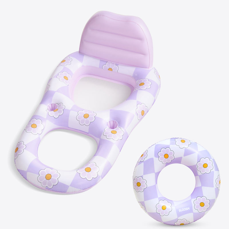 SLOOSH Purple Chase Flower Lounger with Ring Best Value Bundle