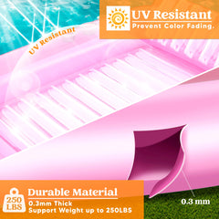 Inflatable Tanning Pool Lounger Float,  70" x 46", White Pink-L