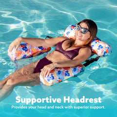 Inflatable Pool Floats Adult - 2 Packs Floating Lounge Chairs, Tropical Flowers