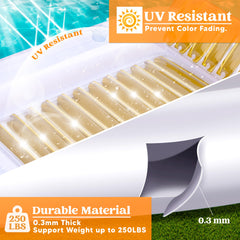SLOOSH Inflatable Tanning Pool Lounger Float, 70" x 46", Golden White-L