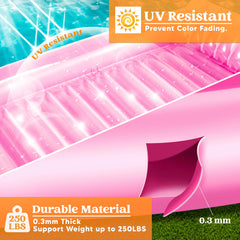 SLOOSH Inflatable Tanning Pool Lounger Float, 70" x 46", Pink-L