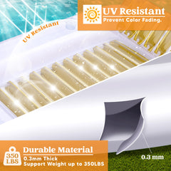 SLOOSH Inflatable Tanning Pool Lounger Float, 85" x 57", Golden White-XL