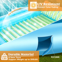 Inflatable Tanning Pool Lounger Float, 85" x 57", Blue Green-XL