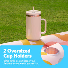 Inflatable Tanning Pool Lounger Float for Adults, Pink Doodle