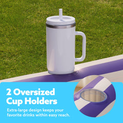 Inflatable Tanning Pool Lounger Float for Adults, 70" x 46" Navyblue Stripe