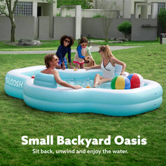Inflatable Swimming Pool with Seats, 120" x 101" x 26"
