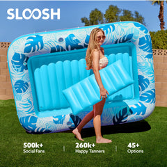 SLOOSH Inflatable Tanning Pool Lounger Float for Adults, Blue-XL